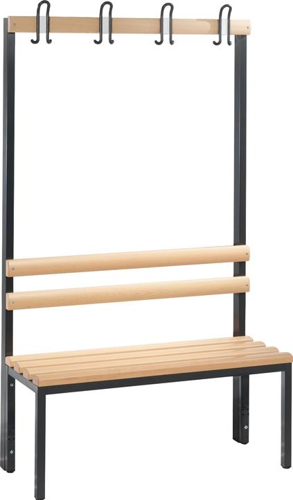 Actual product image C+P BASIC cloakroom bench, single sided, hook rail, beech, length 1000 mm. (100 cm, 165 cm)