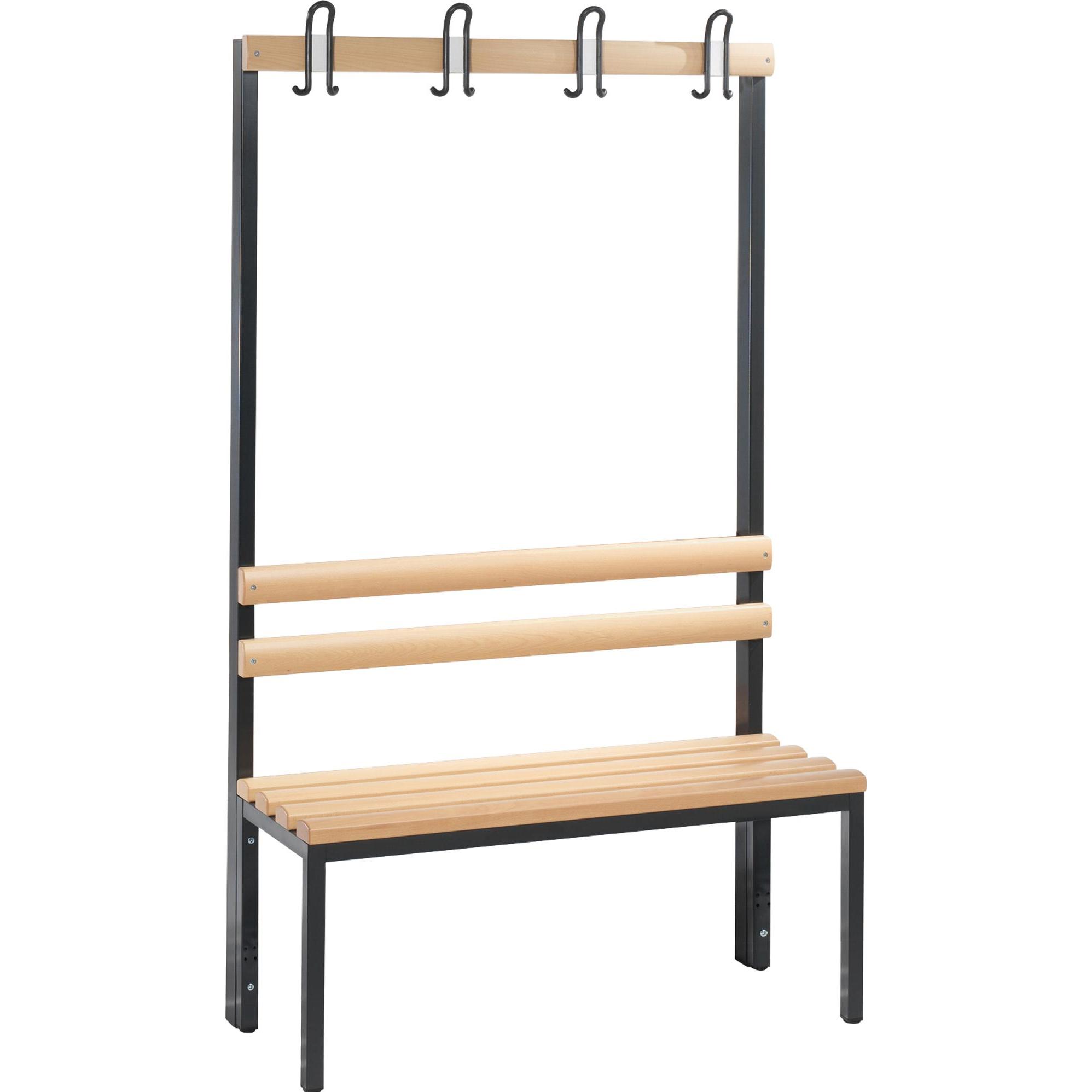 C+P, Armadio officina, Panca per spogliatoi BASIC, un lato utile, listello portaganci, faggio (100 cm, 165 cm)