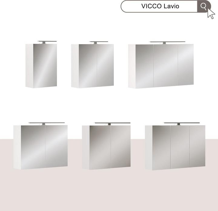 Produktbild Vichy Badspiegelschrank Lavio, Weiss, 90 x 60 cm mit LED-Beleuchtung (90 x 60 x 20 cm)