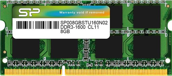 Actual product image Silicon Power Notebook memory DDR3 8GB 1600MHz CL11 SO-DIMM 1.5V (1 x 8GB, 1600 MHz, DDR3-RAM, SO-DIMM)