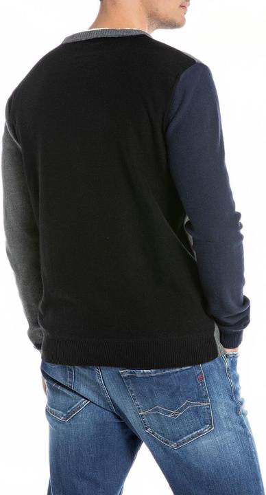 Actual product image Replay Herentrui regular fit, 010 Jacquard Grey Mel/Black/Whithe, XL (XL)