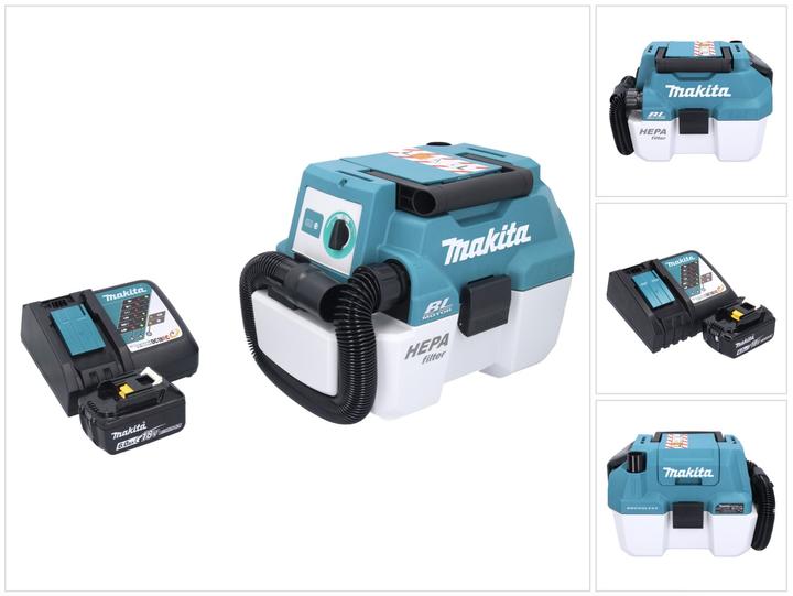 Makita DVC 750 LRG1 Akku Staubsauger LXT 18 V 67 mbar 7,5 l Brushless + 1x Akku 6,0 Ah + Ladegerät