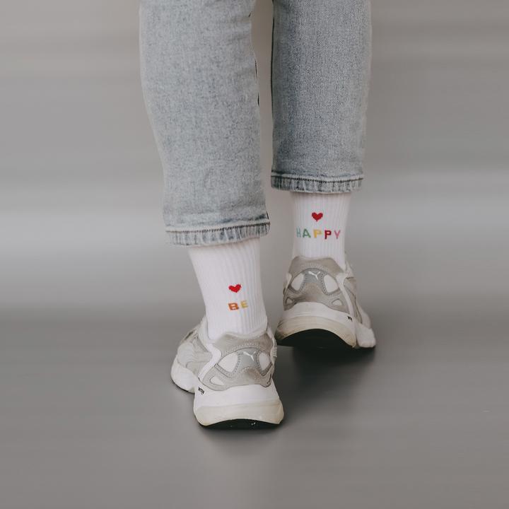 Produktbild Eulenschnitt Socken be happy weiss S Gr.35-38 (S)