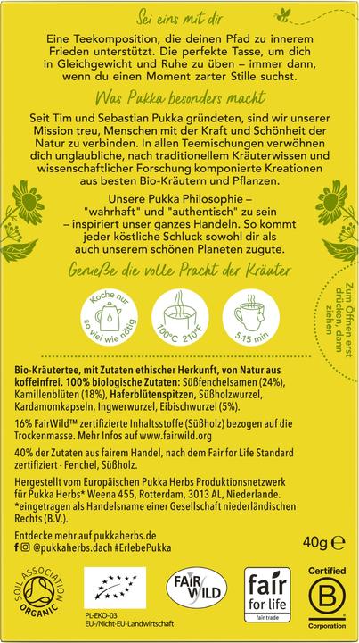 Nährwerte und Zutaten Pukka Relax (40 g)