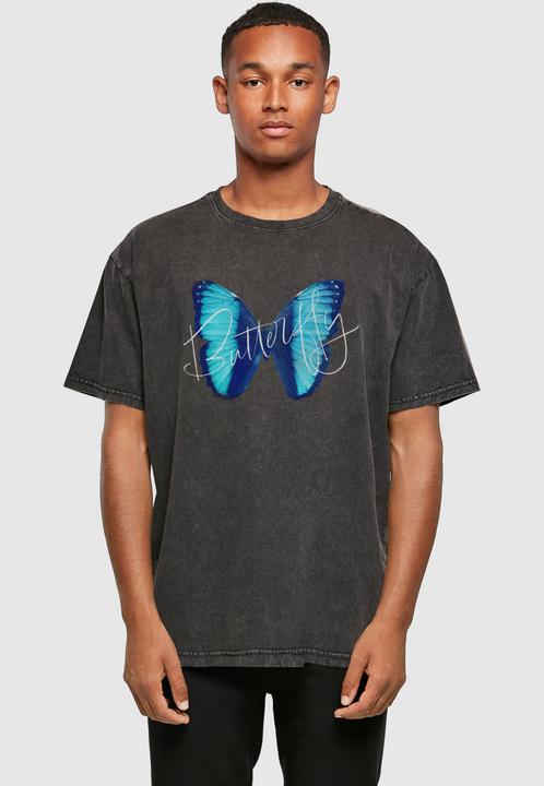 Produktbild Merchcode Butterfly Blue Acid Washed Heavy Oversized Tee - 117169 (M)