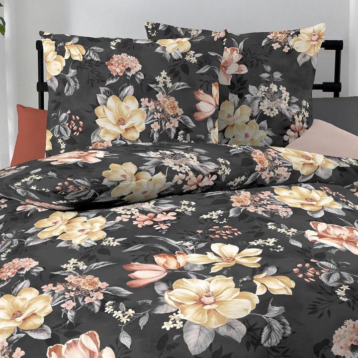 Produktbild Kaeppel Biber Bettwäsche Magnolia schwarz (Bettwäsche Set, 155x220 cm + 80x80 cm)