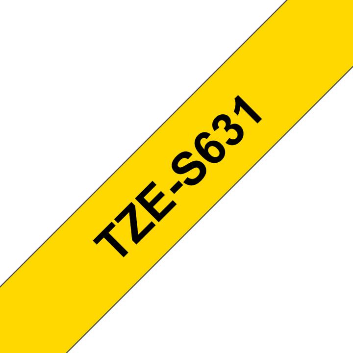 Produktbild Brother TZS631 Selbstklebende Etiketten (1.20 cm, Schwarz, Gelb)