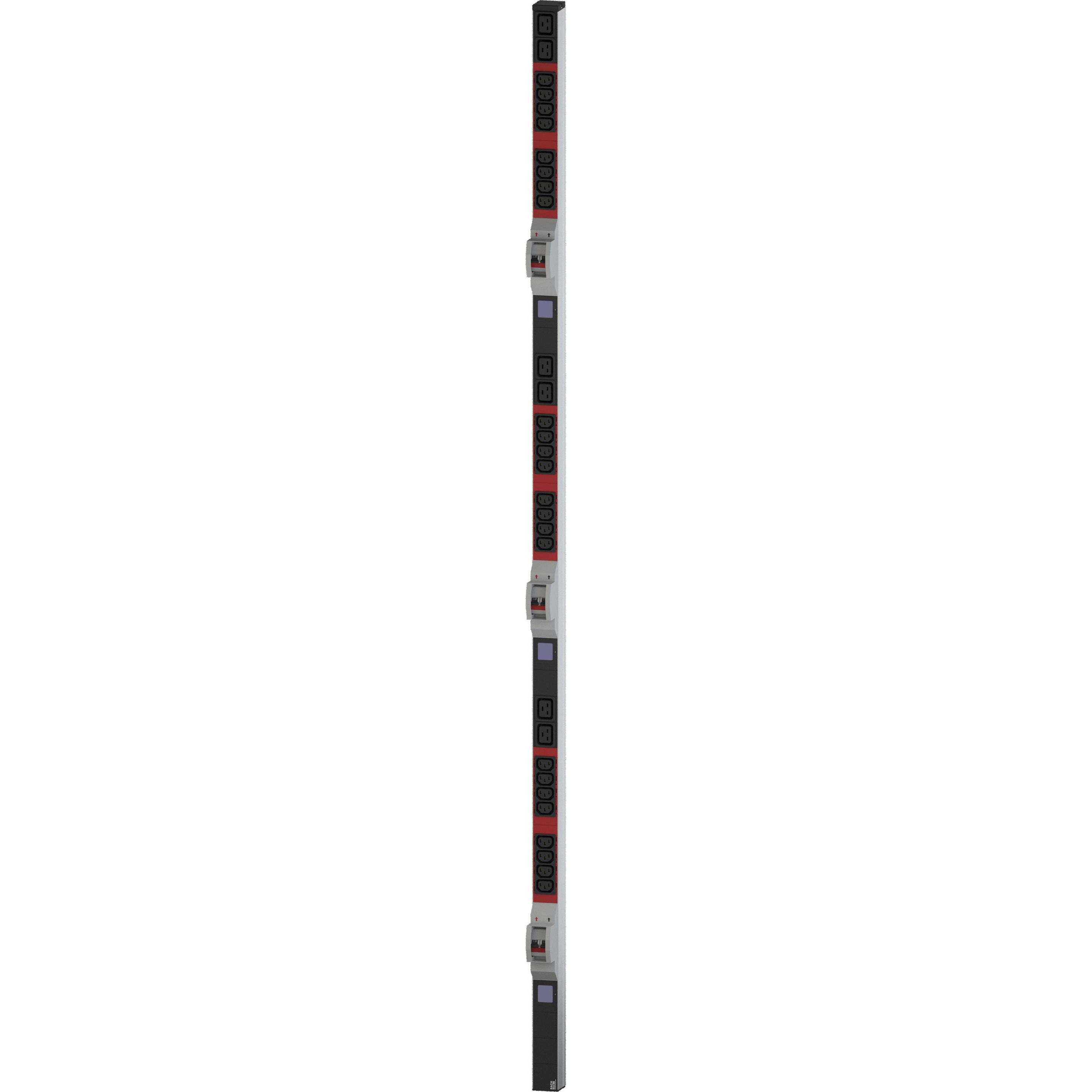 Thumbnail - Bachmann BN0500 48,26cm 19Zoll PDU 1HE 24xC13 6xC19 Leistungsmessung Anschluss CEE 3x32A rot, USV Zubehör