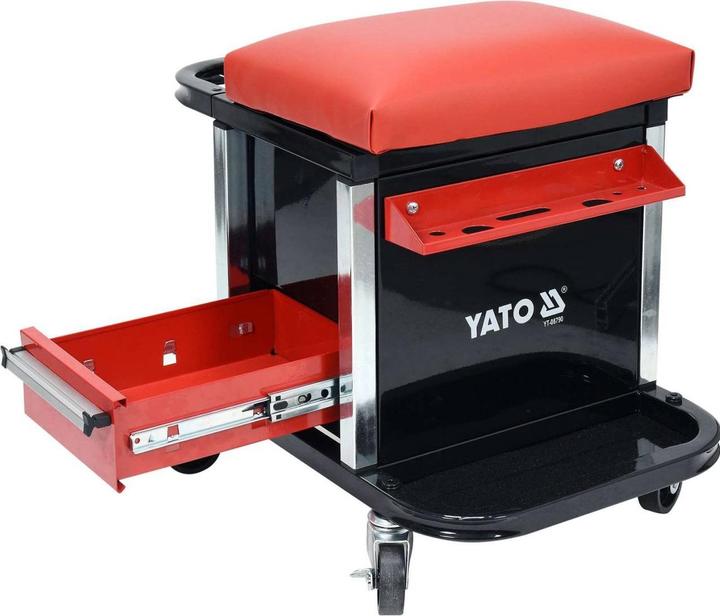 Actual product image Yato Professional workshop stool with 2 drawers, storage compartment and shelf, 360° rotatable, 4