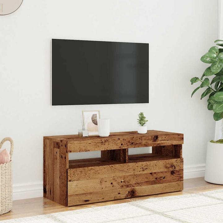 Image du produit VidaXL TV Schrank Lowboard Fernsehschrank Fernsehtisch mit LED Altholz-Optik (90 x 35 x 40 cm)