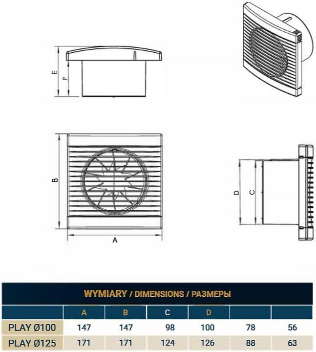 Produktbild Dospel Play 125 S Classic Wandventilator