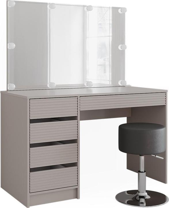 Cashmere, Hocker: Schwarz, LED-Lichterkette: Weiss, Spiegel: Weiss