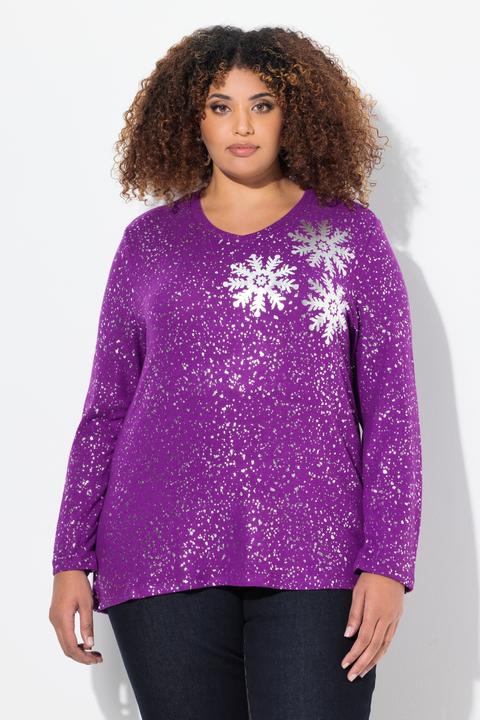 Actual product image Ulla Popken Metallic Snowflake Graphic Sweatshirt (50, 52)