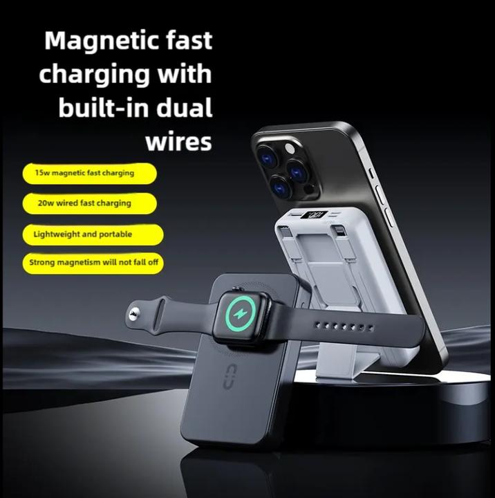 Actual product image Plutoos Magnetic 3-in-1 Wireless Power Bank (10000 mAh, 22.50 W)