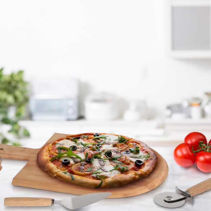 Produktbild Natura Punto Pizza-Set aus Bambus mit Brett, Schneider und Heber