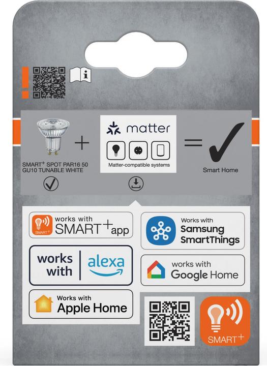 Produktbild Osram SMART+ MATTER SPOT GU10 Tunable white 4.7W 827...865 TW GU10 SINGLE PACK (GU10, 350 lm, 1x)