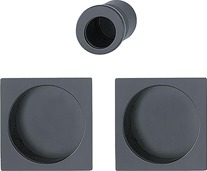 Actual product image Hoppe Sliding door cover set 4921 - BL, angular rosette, black matt aluminium