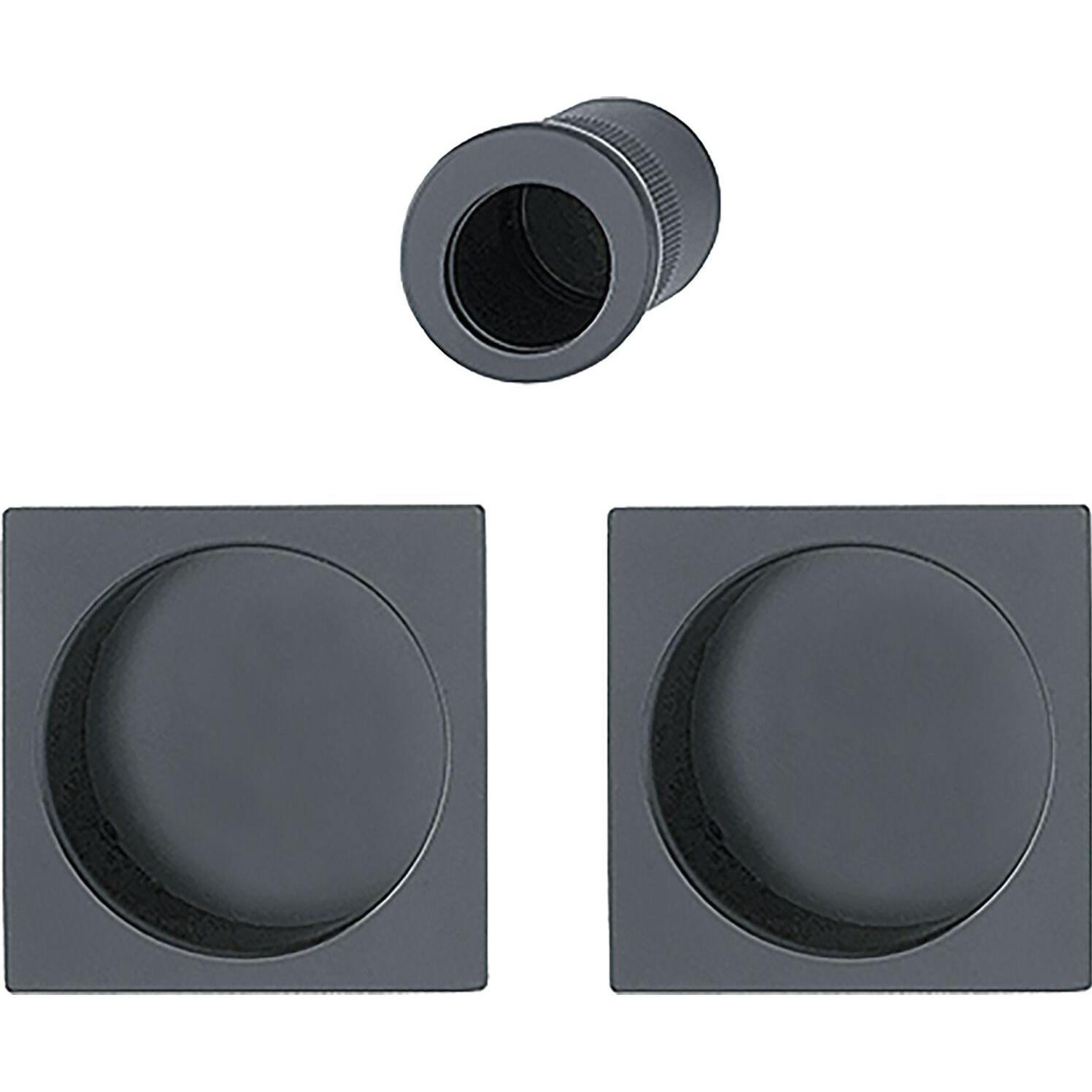 Hoppe, Türgriff + Fenstergriff, Schiebetürmuschel Set 4921 - BL, eckige Rosette, Aluminium schwarz matt (Türgarnitur)