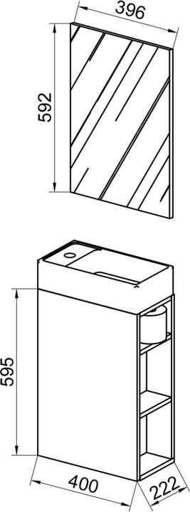 Produktbild VCM 3-tlg Badmöbel Set Gäste WC Gästebad Waschplatz Waschtisch klein schmal Lumia Spiegel