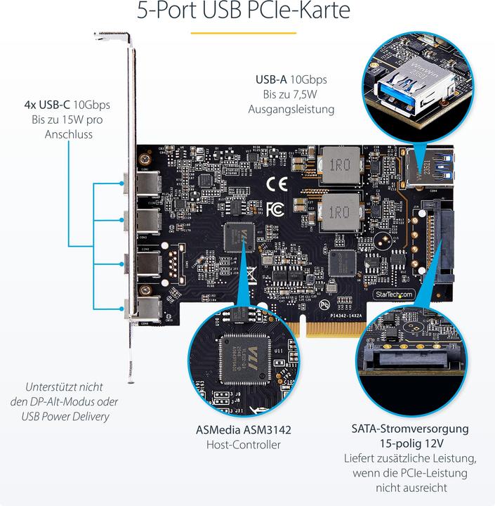 Actual product image StarTech 5-PORT USB PCIE CARD 10GBPS