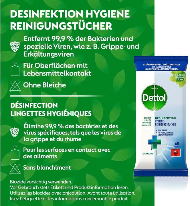 Image du produit Dettol Lingettes de nettoyage désinfectantes