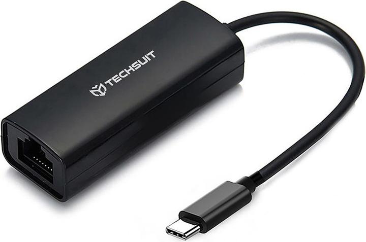 Techsuit - Ethernet Adapter NetLink (AC20) - USB-C Male to RJ45 LAN Port Female - Black (RJ45, Type-B)