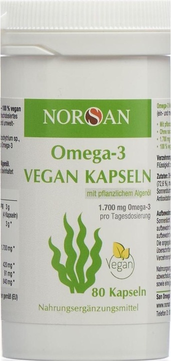 Actual product image Norsan Omega-3 Vegan Capsules (80 Piece, Capsules, 82.60 g)