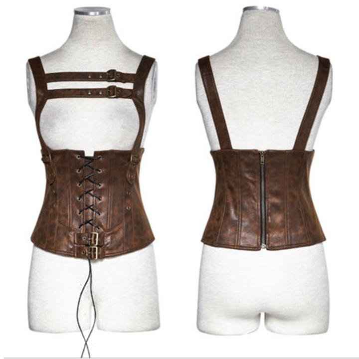 Produktbild Punk Rave Kunstleder Korsage, Steampunk/Piratin (L)