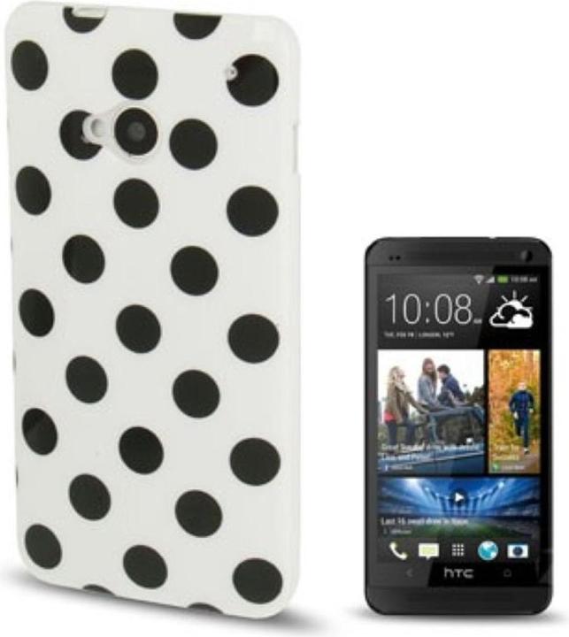 Produktbild König Design Schutzhülle TPU Case für Handy HTC One M7 Weiss / Schwarze Punkte (OnePlus X)