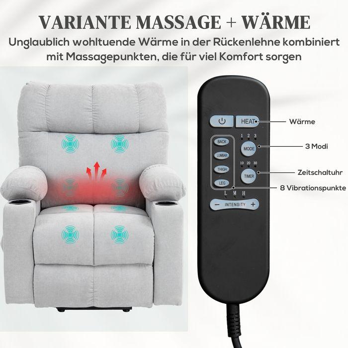 Actual product image Swisshandel24 Senior armchair with stand-up aid, electric, with 3 modes, 8 massage points, heating function