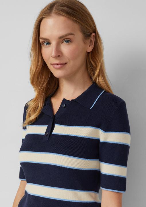 Produktbild s.Oliver Strickpullover Verkürztes Strick-Polo im Slim Fit (48)