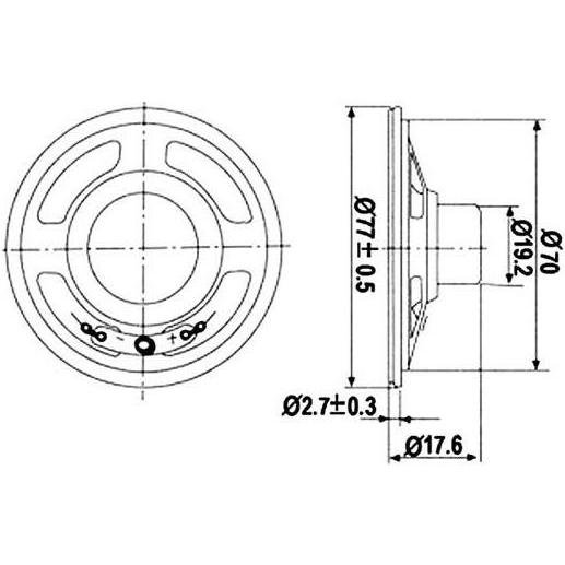 Thumbnail - Velleman MINI LAUTSPRECHER - 1W / 8 OHM - Ø 77mm, Lautsprecher Bauteile