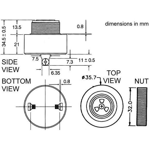 Thumbnail - Velleman Products & Buzzers, Personenschutz, Summer Mit Regelbarer Lautstärke 3-24vdc Schraubbefestigung - Pulston