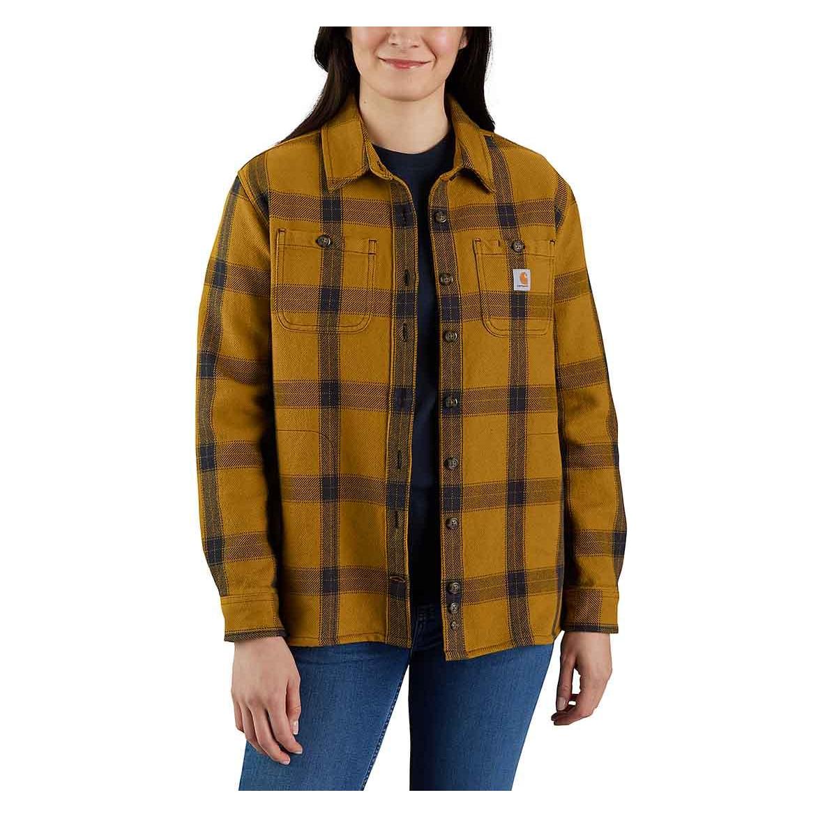 Carhartt, Vrouwen, Shirt, Koszula Damska Heav Twill Los Fi Bruin, Bruin, (Xl)