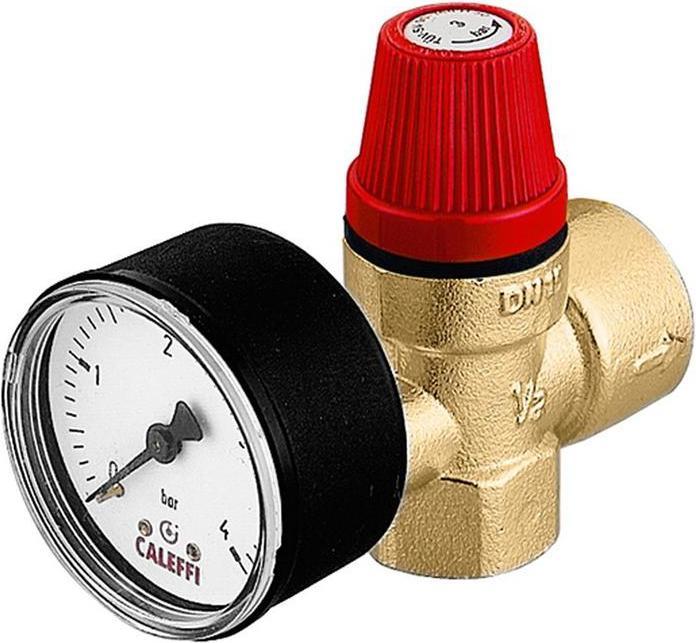 Immagine prodotto Caleffi Valvola di sicurezza a membrana da 1/2 pollice, con manometro da 3,0 bar