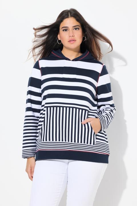 Produktbild Ulla Popken Hoodie, Streifen, Kapuze, Kängurutasche, Langarm (42, 44)
