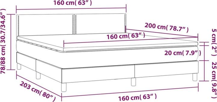 Image du produit vidaXL Boxspringbett (160 x 200 cm)