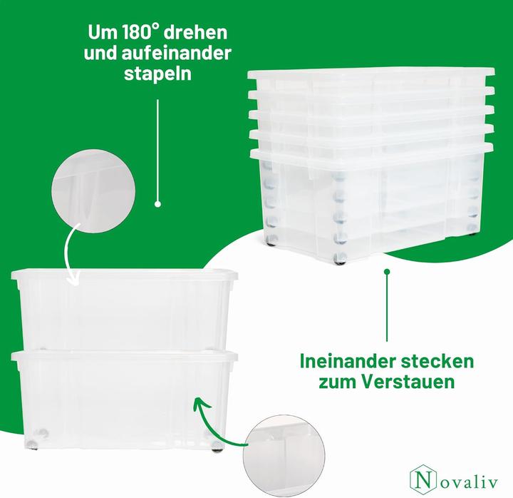 Produktbild Novaliv Aufbewahrungsbox mit Deckel Gross 45L transparente Nestbar stapelbare Plastikbox mit Clipvers (40 cm, 45 l, 1x)