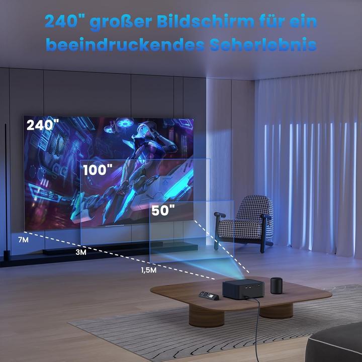 Productafbeelding Hopvision Beamer met Dolby Audio, 15000 lumen, Full HD 1080P, WLAN, Bluetooth, compatibel met 4K (Volledige HD, 15000 lm)