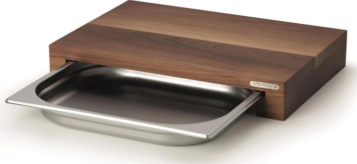 Immagine prodotto Continenta Tagliere in noce con cassetto in acciaio inox, 39x27x6 cm