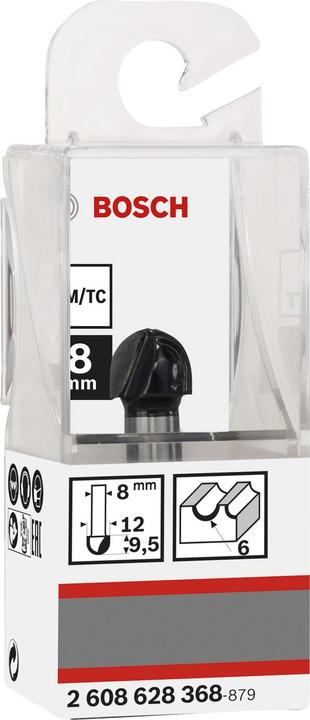 Produktbild Bosch Professional Zubehör Hohlkehlfräser, 8 mm, R1 6 mm, D 12 mm, L 9,2 mm, G 40 mm