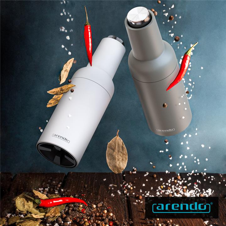 Produktbild Arendo Salz- & Pfeffermühle Elektrisch 2er Set, Gewürzmühlen, Edelstahl, einstellbar, Batteriebetrieben (Kräuter, Salz, Pfeffer)