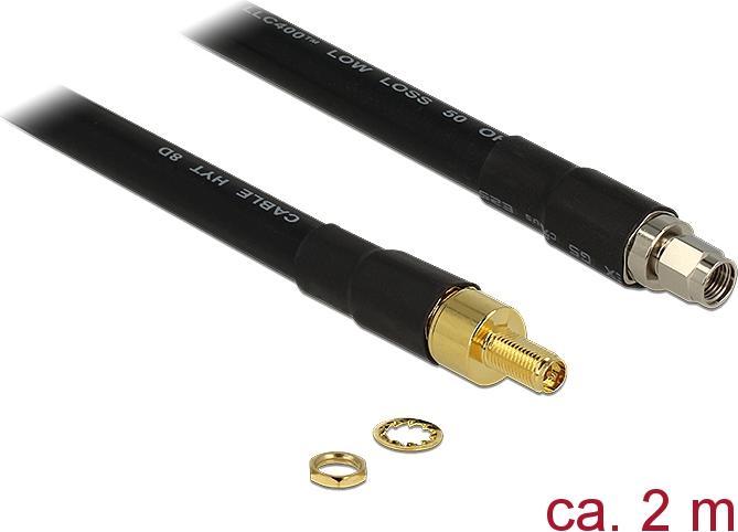 Actual product image Delock RP-SMA female to RP-SMA-ST 2 meters (0.22 dB, Antenna cable)