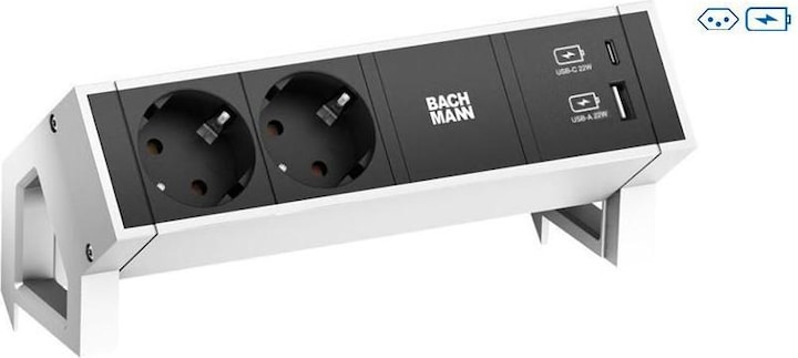 Produktbild Bachmann Desk 2 (2 x, Typ 13, USB-A, USB-C, 0.20 m)