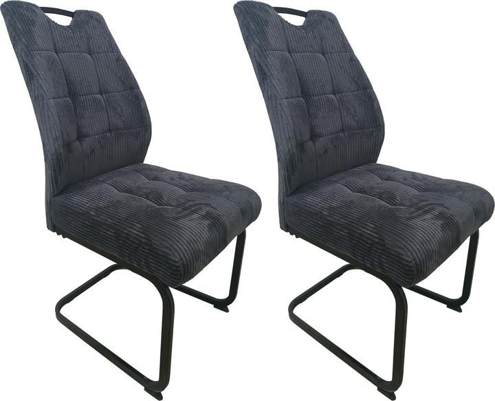 HTI-Living Schwingstuhl Marek Cord Dunkelgrau 2er-Set