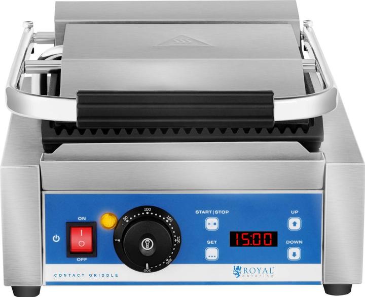 Produktbild Royal Catering Kontakgrill geriffelt Panini Toaster Elektro Grillplatte Timer 1.800 W Gastro