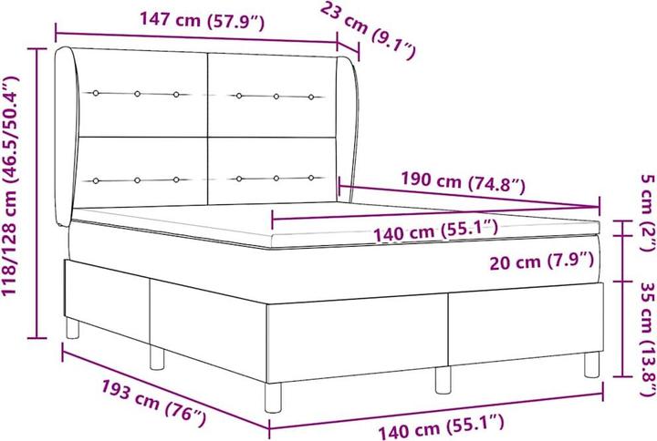 Immagine prodotto vidaXL Boxspringbett (140 x 190 cm)