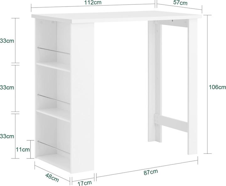 Immagine prodotto SoBuy Tavolo da bar (112 x 57 x 106,5 cm)