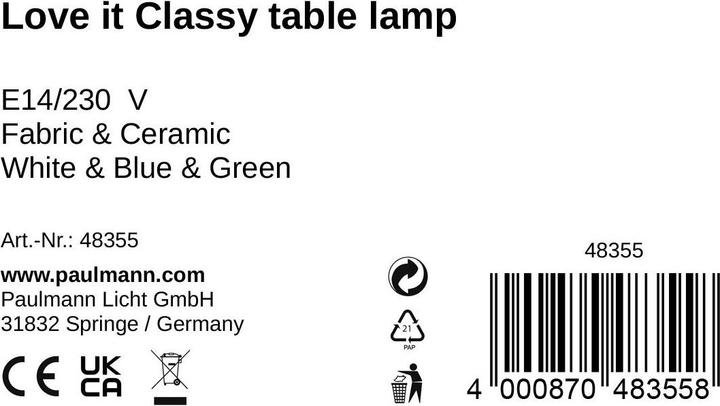 Nutritional values and ingredients Pauleen Love it Classy (E14)