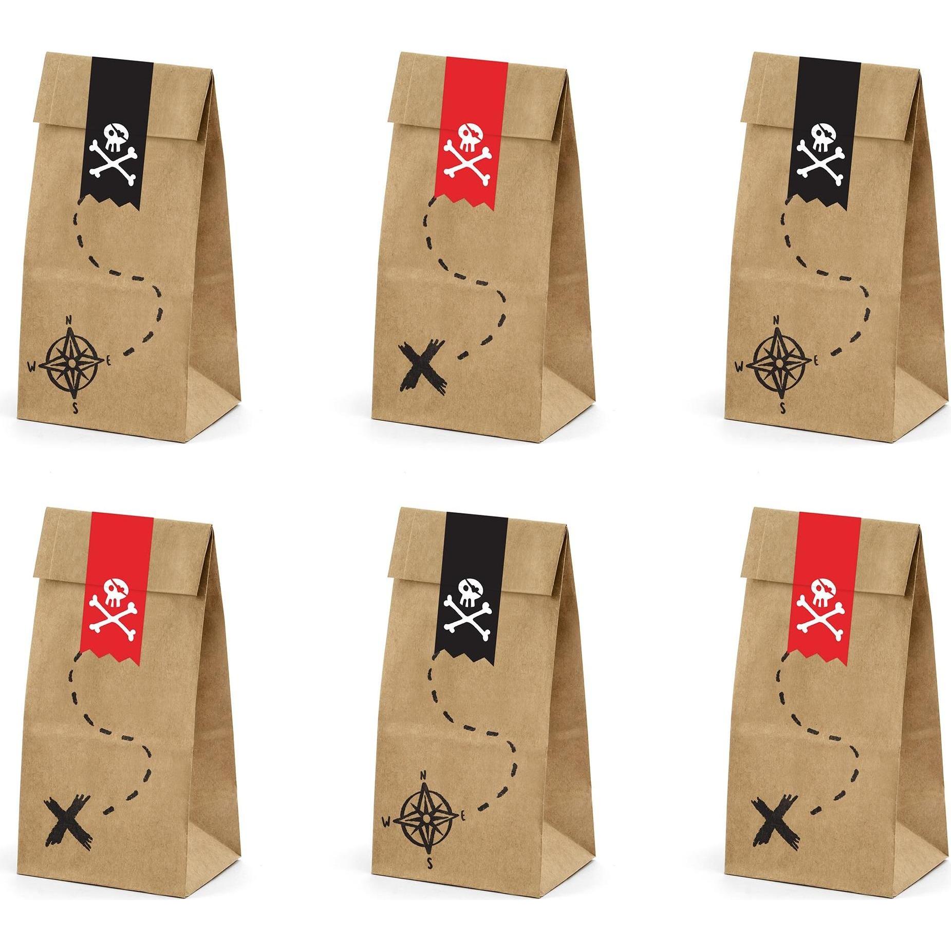 Partydeco, Geschenkverpackung, Sachets Pirates (6pcs) (Geschenktüte, 6 x)
